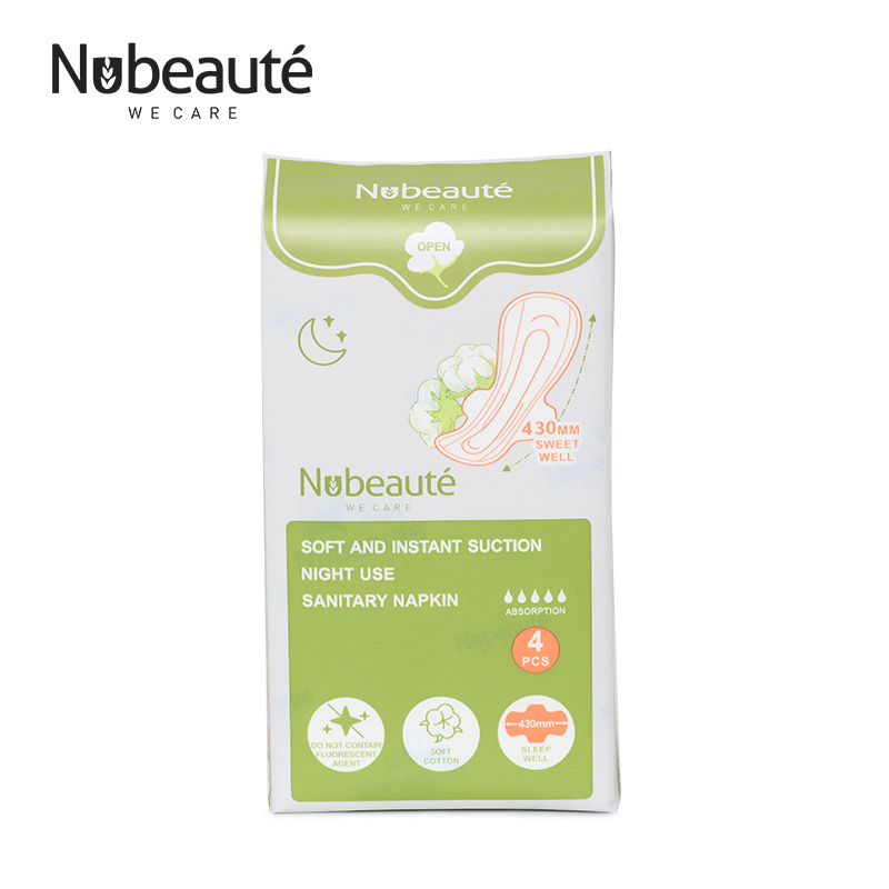 纽派妮卫生巾430MM进口加拿大夜用超长超薄款透气官方姨妈巾正品