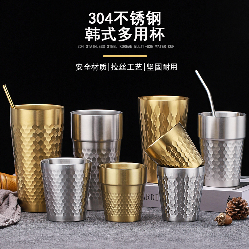 304不锈钢双层防烫水杯啤酒杯