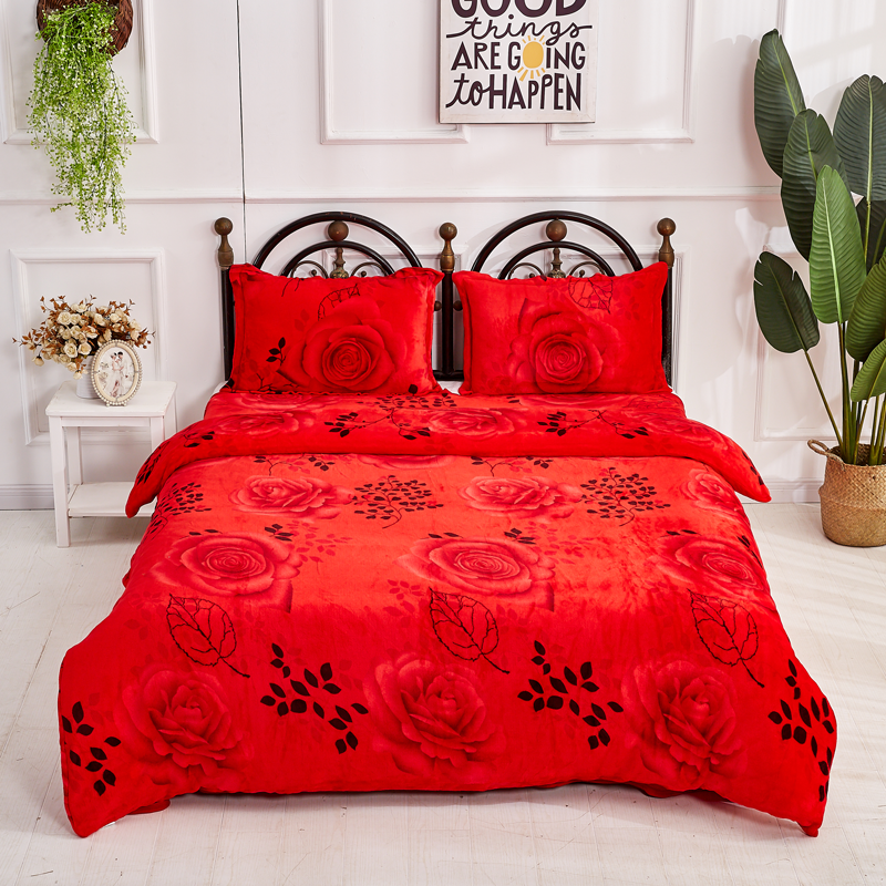 冬季珊瑚绒被套单件加厚保暖毛绒