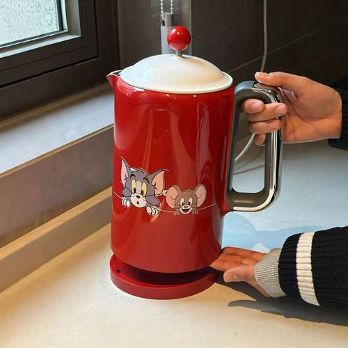 高颜值热水壶家用恒温水壶新年喜庆红色烧水壶卡通全自动保温一体