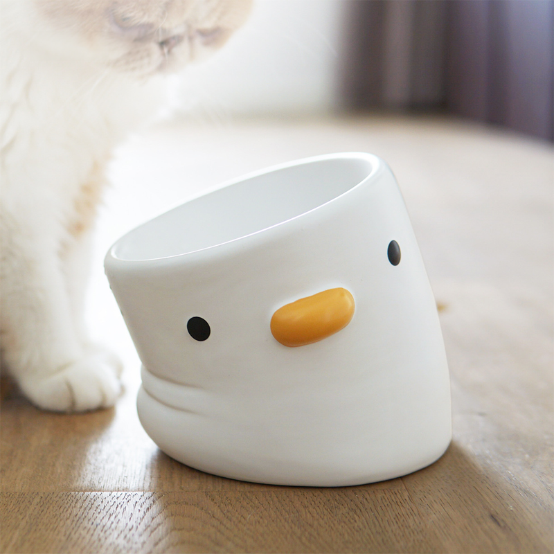 PURROOM「小鸡」猫碗｜斜口｜预防黑下巴｜保护颈椎｜陶瓷｜ibc