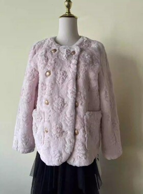 朵以2023冬装新款时尚高级感仿皮毛皮草外套上衣小香风38DD418112