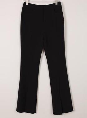 朵以2024春装新品时尚修身显瘦黑色喇叭裤微喇长裤开叉39DC231132