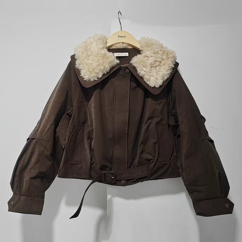朵以2025冬装新款时尚洋气大毛领短款羽绒外套复古夹克40DD938022,女装/女士精品,羽绒服,淘宝优惠券,粉丝福利购,淘宝优惠卷
