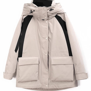 朵以2024冬装新品时尚休闲百搭冲锋衣羽绒服拼接外套39BD911088