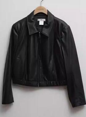 朵以2024秋季新款时尚百搭短款PU外套皮衣夹克小个子39DQ408030
