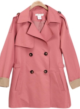 朵以春秋新款时尚气质双排扣西装外套风衣小个子百搭36DQ731068