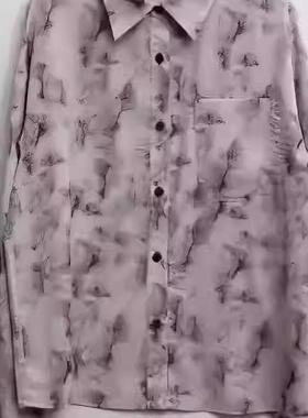 朵以2024春秋新款时尚气质法式印花衬衫减龄上衣洋气39DQ131007