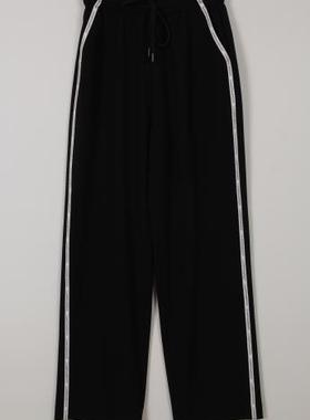 朵以2024春装新款时尚百搭休闲裤阔腿裤直筒裤运动裤女39DC208011