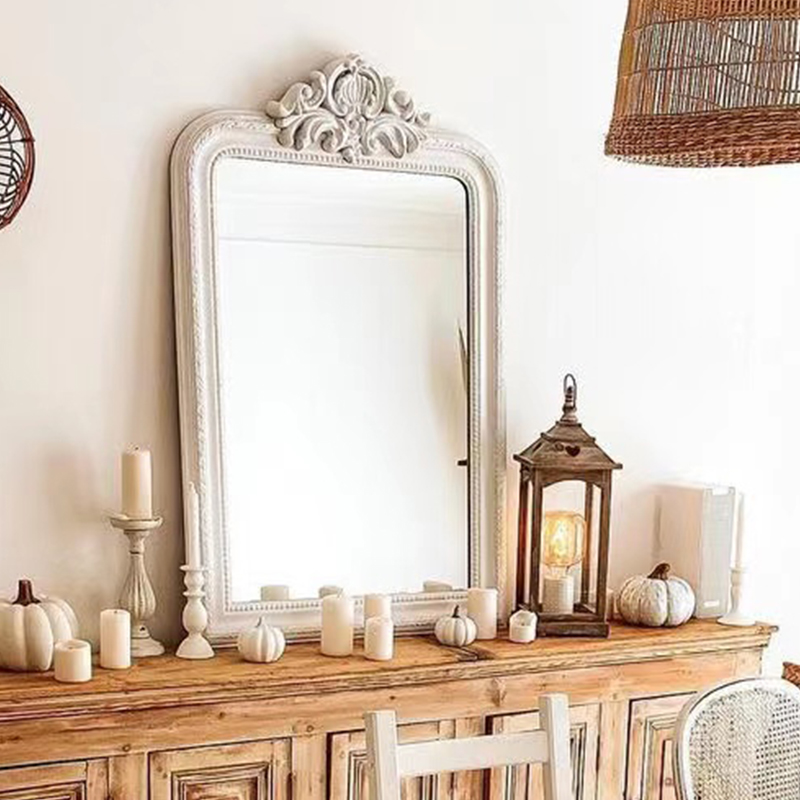 欧式浴室镜壁挂式复古雕花化妆镜卫生间镜子法式梳妆镜挂墙艺术镜