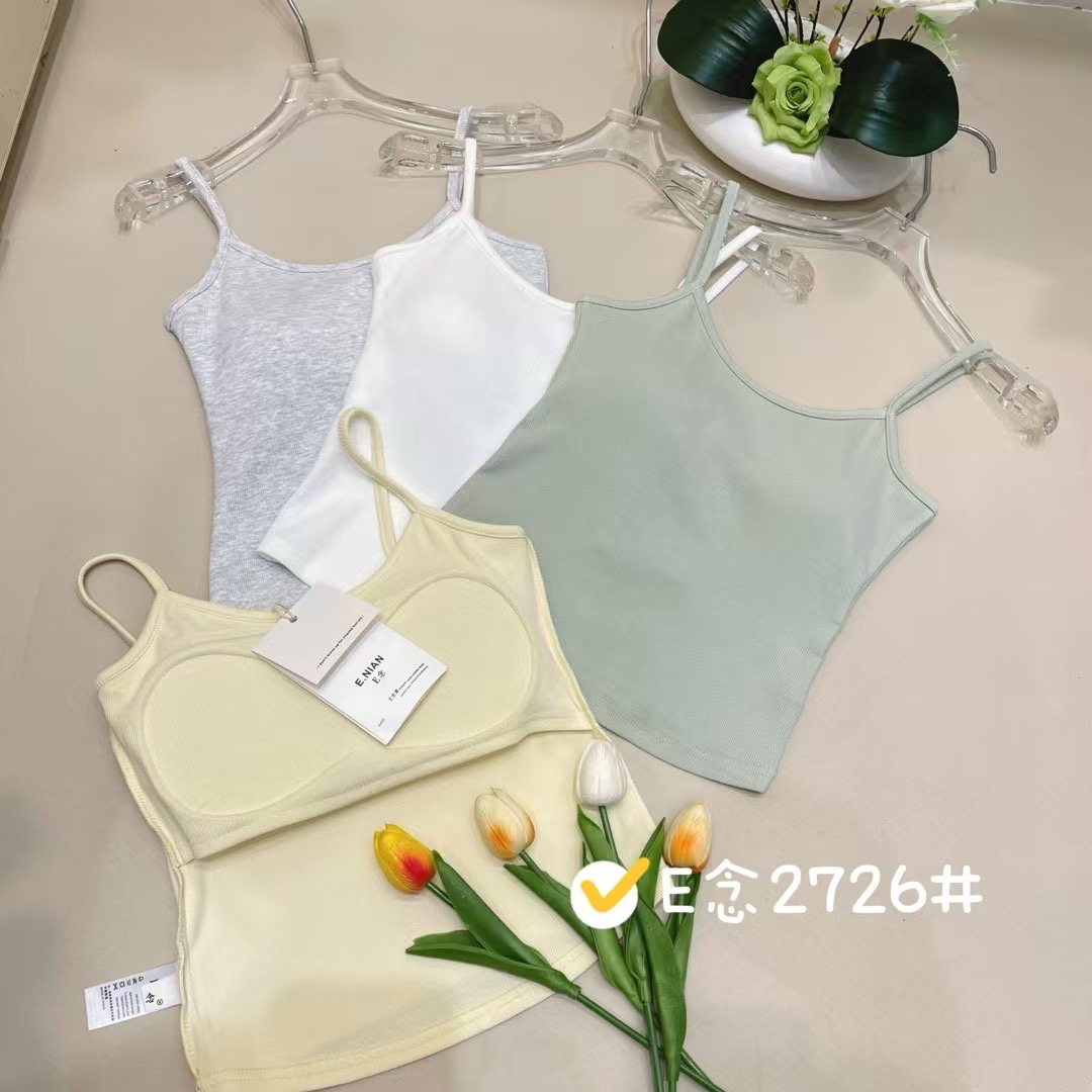 E念2726自带胸垫吊带背心女ins风内搭外穿修身显瘦打底衫上衣夏款