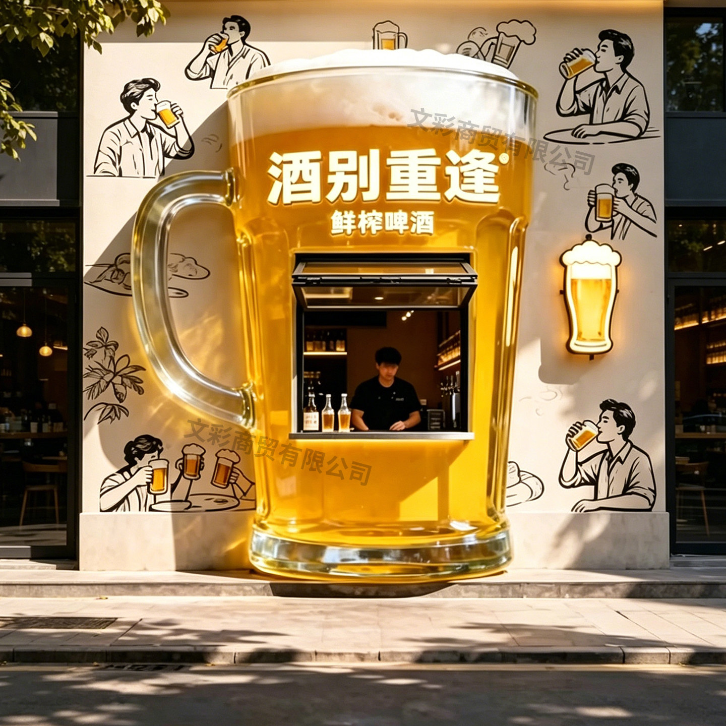 酒吧酒馆立体门头巨型仿真啤酒杯商业美陈引流装置摆件打卡墙定制