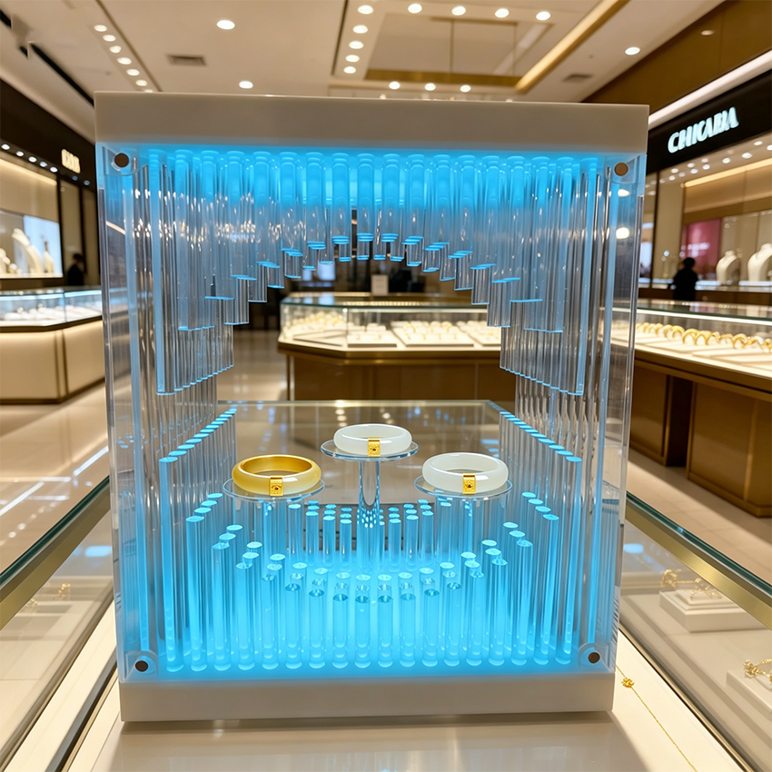 商场柜台前台化妆品首饰亚克力发光展示架高级轻奢陈列架展示柜