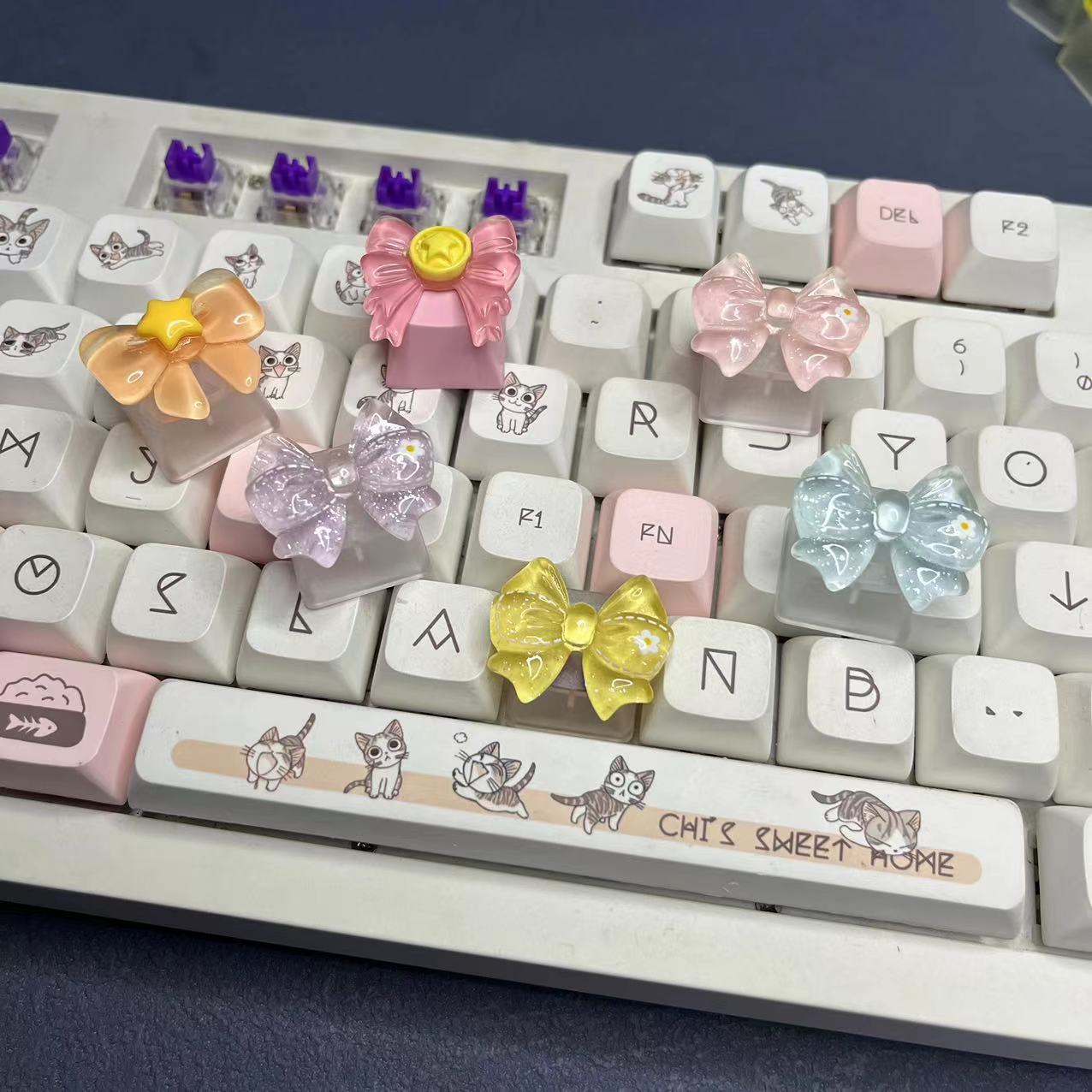 定制透光蝴蝶结键帽可爱