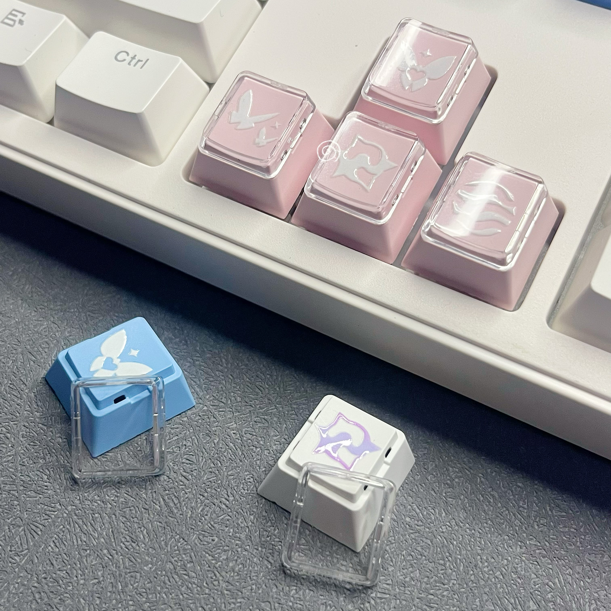 无畏契约键帽慕蝶可拆卸透明盖帽原厂机械键盘创意可爱粉蝴蝶键帽