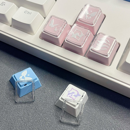 无畏契约键帽慕蝶可拆卸透明盖帽原厂机械键盘创意可爱粉蝴蝶键帽