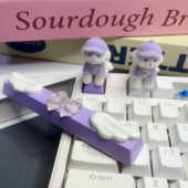 卡通立体植绒小狗DIY手工键帽天使翅膀紫色通用空格机械键盘键帽