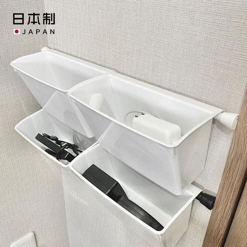 日式伸缩杆搭配收纳篮收纳篮