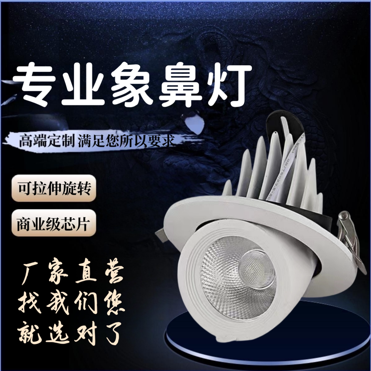 象鼻灯led射灯嵌入式cob客厅北欧天花筒灯服装店铺商用聚光牛眼灯