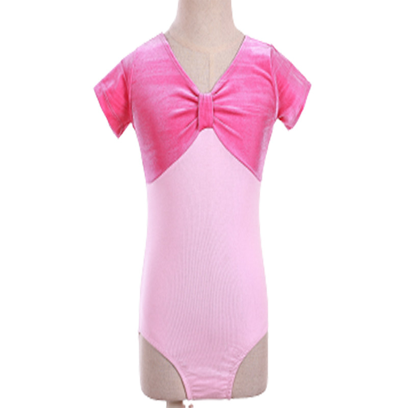 儿童舞蹈服短袖夏季女童练功服丝绒连体芭蕾纯棉服民族比赛演出服