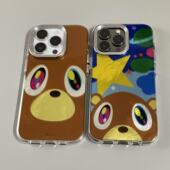 bebe工作室气囊壳棕色辍学熊表情手机壳适用于苹果16手机套iphone15promax全包苹果14Pro软13防摔壳12保护壳