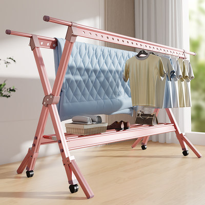 双杆伸缩晒被子神器落地晾衣架