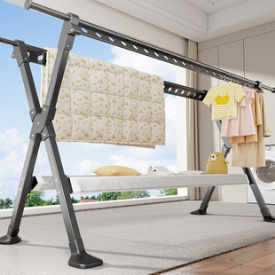 晾衣架阳台家用落地折叠凉衣杆室内户外伸缩简易挂衣服晒被子神器