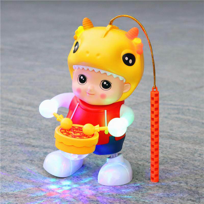 儿童手提灯笼彩灯光音乐国潮龙宝宝新年礼物中秋元宵节卡通小花灯