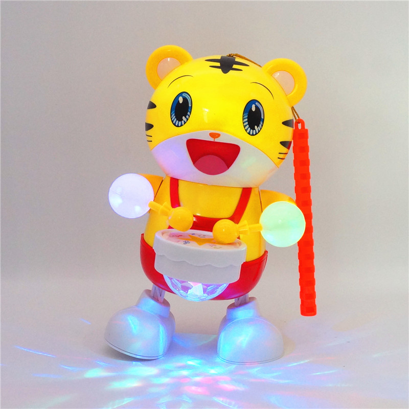 儿童手提灯笼音乐发光玩具彩灯投影打鼓老虎中秋元宵节卡通小花灯