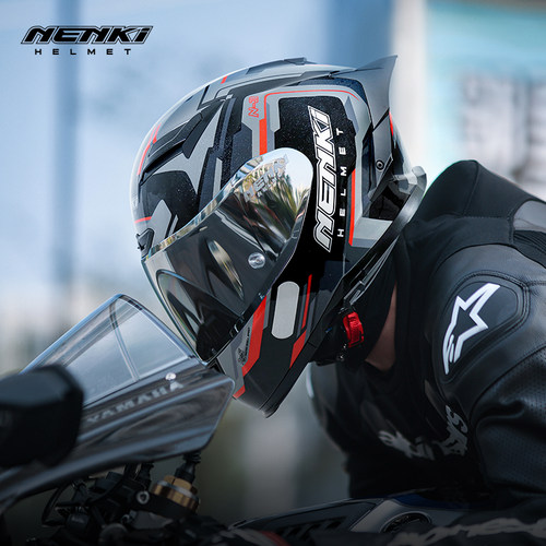 nenki骑士摩托车安全盔双镜片