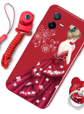 vivoT2X手机壳红色女款T2X软套硅胶V2188A个性vivT2x卡通可爱vlvoT2X网红5G男潮voviT2x情侣T2×全包磨砂防摔