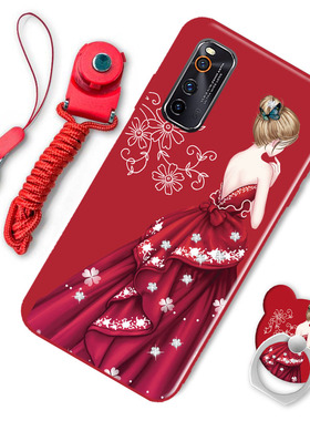 vivoiQOONeo5活力版手机壳个性红色女款iqoo neo5活力版软套硅胶5G卡通可爱网红潮男V2055A镜头全包磨砂防摔