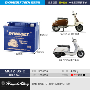 踏板RA原厂GT150 TG150GP摩托车电瓶 150si300女式 维多利亚250si