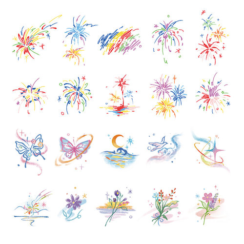 ULIAO有料 蝴蝶花朵手指彩色纹身贴防水持久迷你小图原创个性可洗