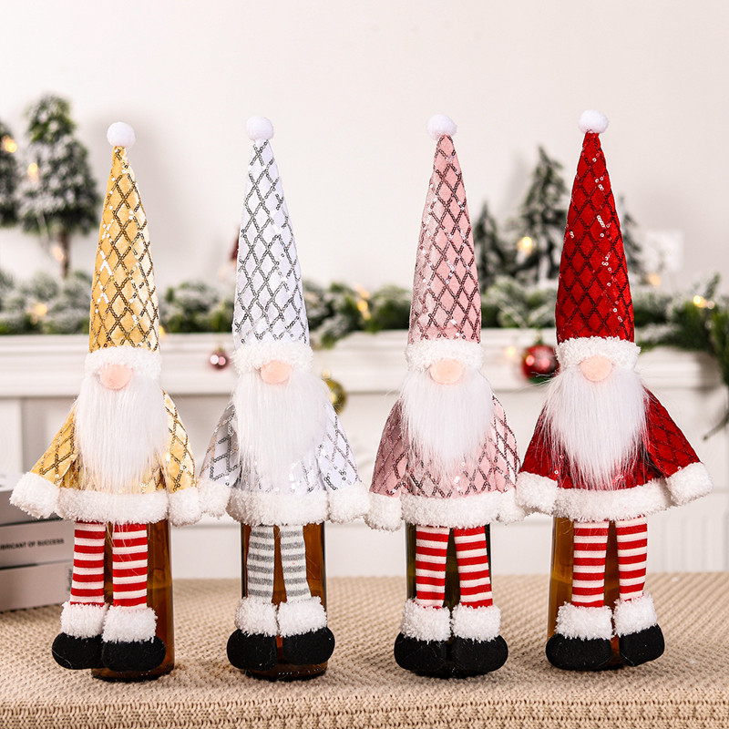 gnome christmas faceless doll wine bottle cover merry