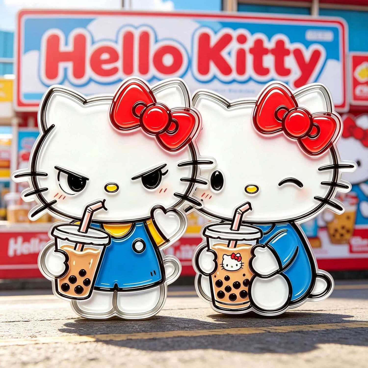 喜茶凯蒂猫联名高颜值磁吸冰箱贴图片