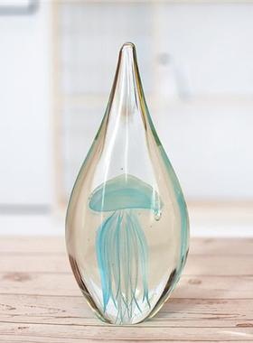 创意生日礼物品送闺蜜男女生玻璃发光水母水晶球夜光灯琉璃小摆件