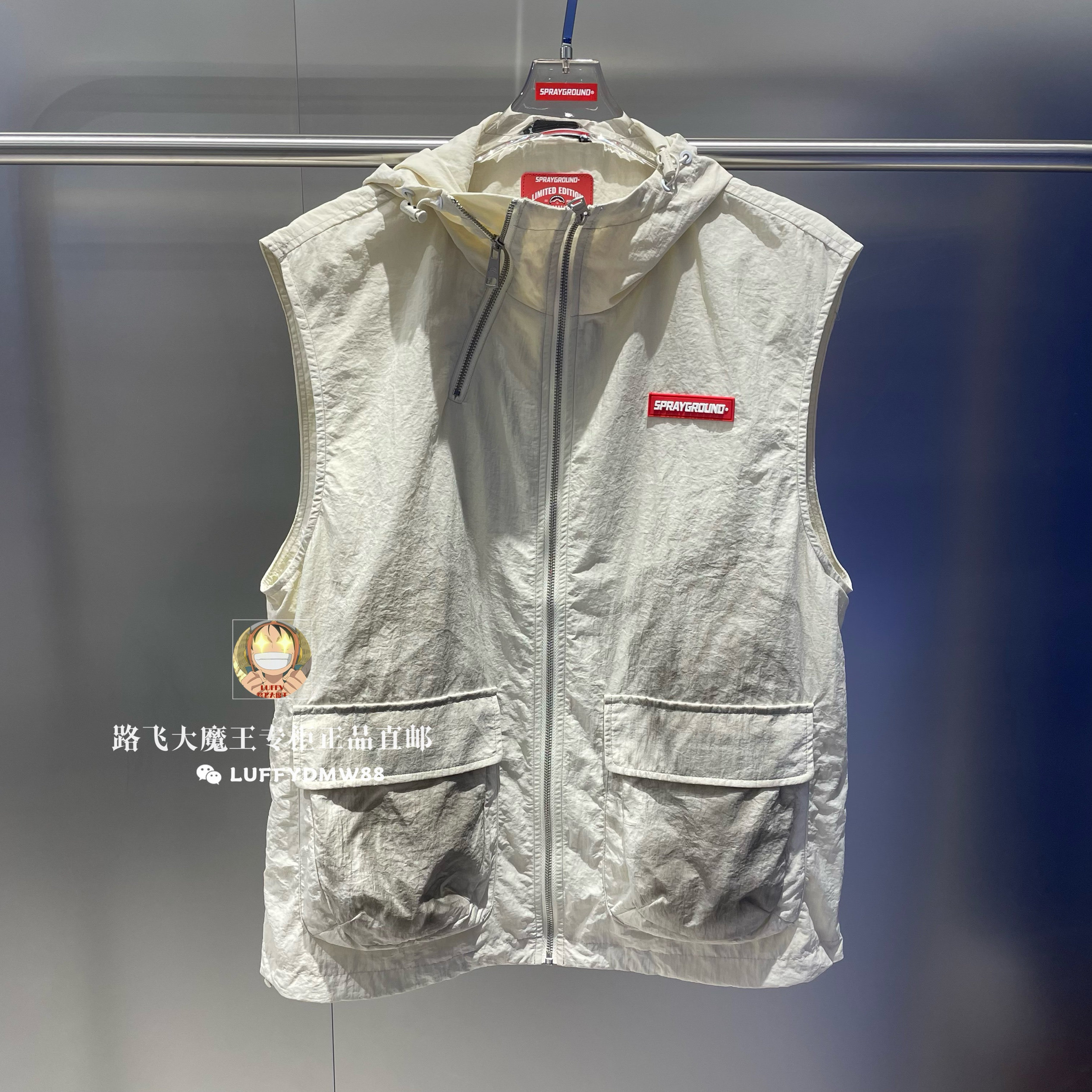 SprayGround专柜正品 24春夏W1020502男女印花做脏连帽马甲SG背心