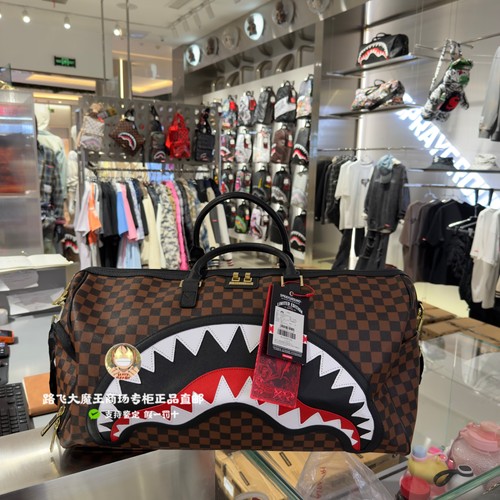 SprayGround专柜正品 SG鲨鱼嘴W1135512大号手提健身包透明旅行包