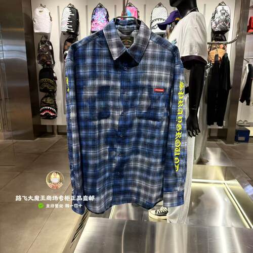 SprayGround鲨鱼嘴专柜正品26新款W1230406男女时尚格子长袖衬衫