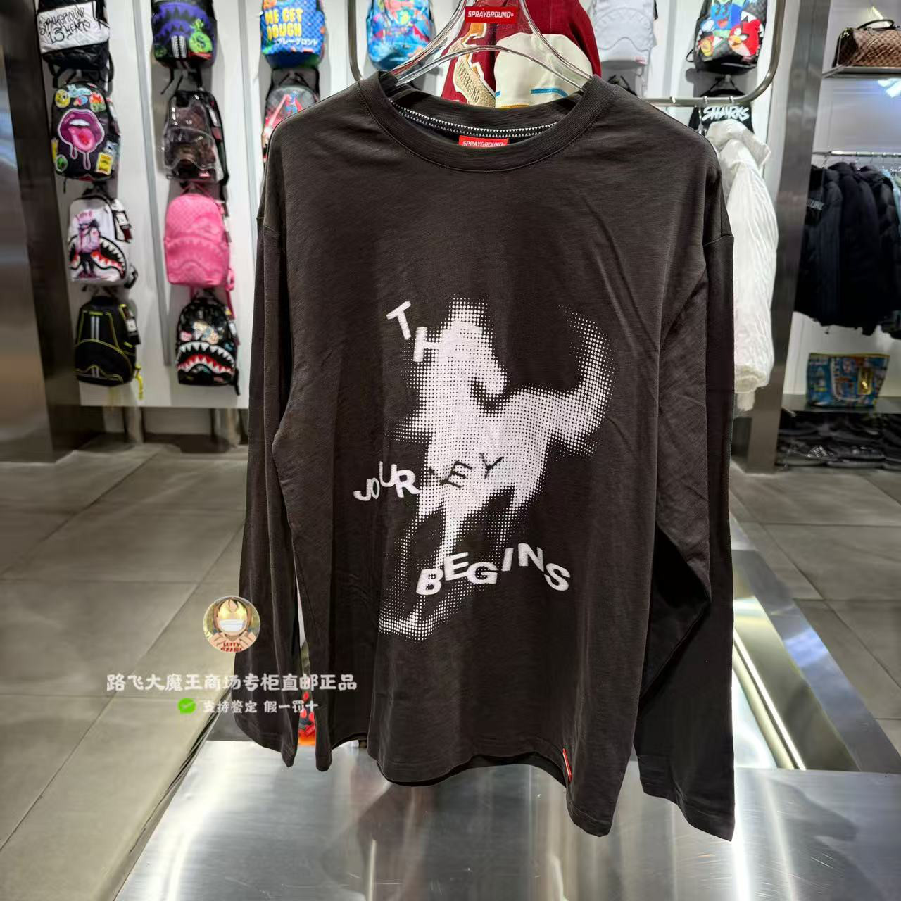 SprayGround鲨鱼嘴专柜正品26新款W1210304男女款时尚印花长袖T恤