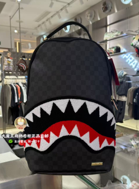 SprayGround鲨鱼嘴专柜正品25新款W1135755男女款棋盘格双肩背包