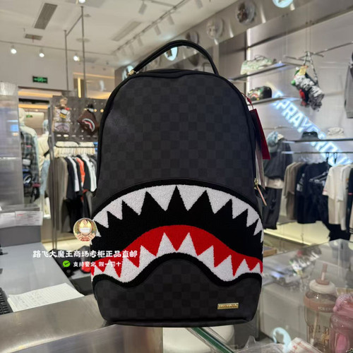 SprayGround鲨鱼嘴专柜正品25新款W1135755男女款棋盘格双肩背包