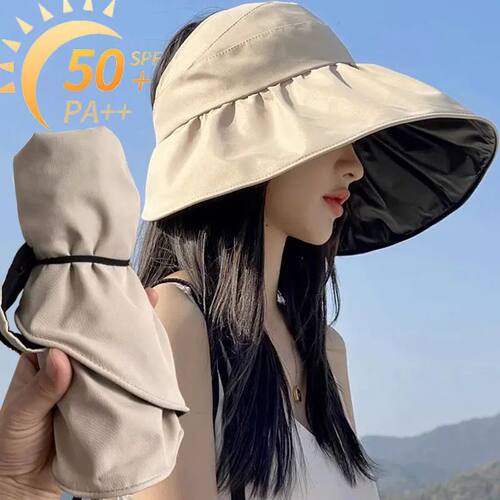2025 Summer Empty Top Wide Brim Sun Hat for Women Anti UV Su