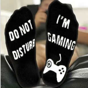 Black White Cotton Socks 3D Letter Donot Disturb I Am Gaming