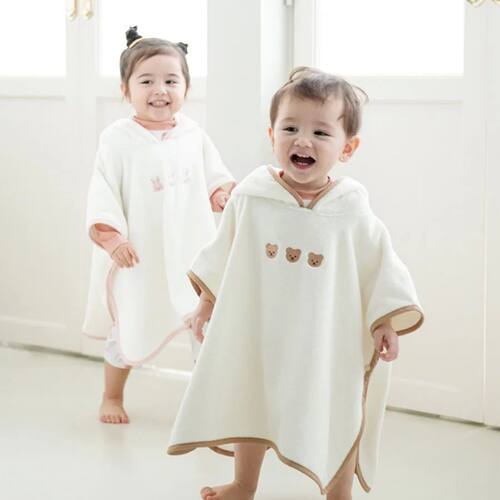 Baby Bath Towel Hooded Soft Coral Velvet Child Bathrobe Cute