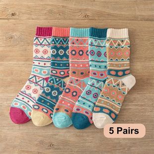 Retro Man Winter Warm Thick New Women Style Socks Pairs