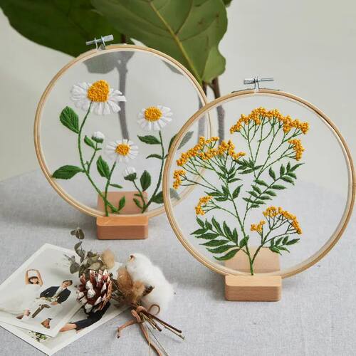 Transparent Embroidery Kit Flowers Plants Double-Sided Embro