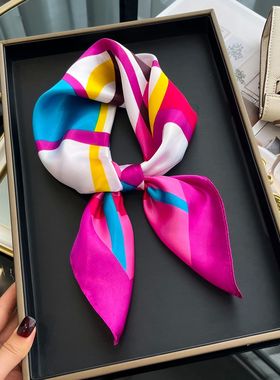 Square Silk Scarf for Women  Hair Bands Neckerchief Female S