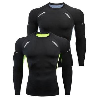 Solid Compression Shirts Men Long Sleeve Athletic Moisture W